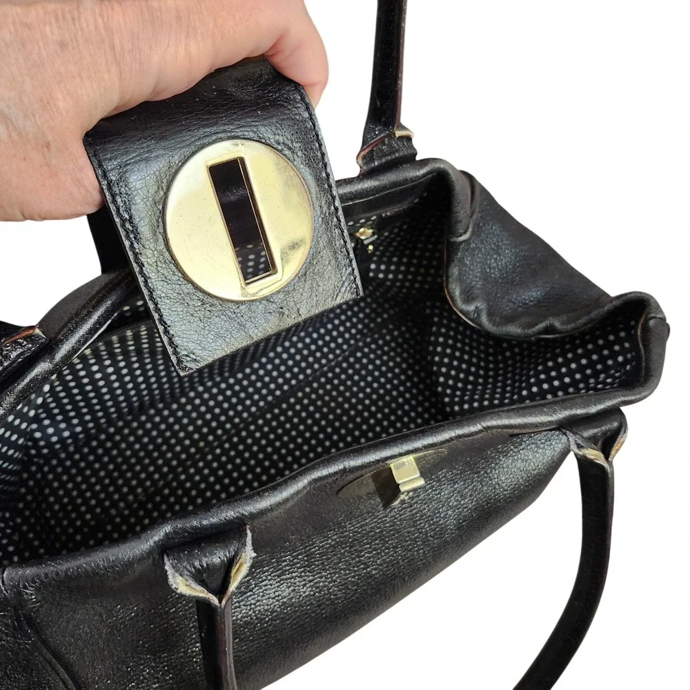 Kate Spade NY Anisha Bexley Black pebbled Leather Satchel Turn-lock Hobo‎ Bag